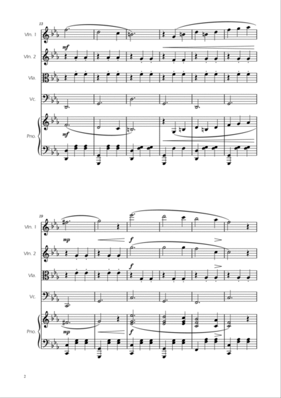 Dmitri Shostakovich - Second Waltz - String Quartet w/ Piano String Quartet scores gallery preview page 2