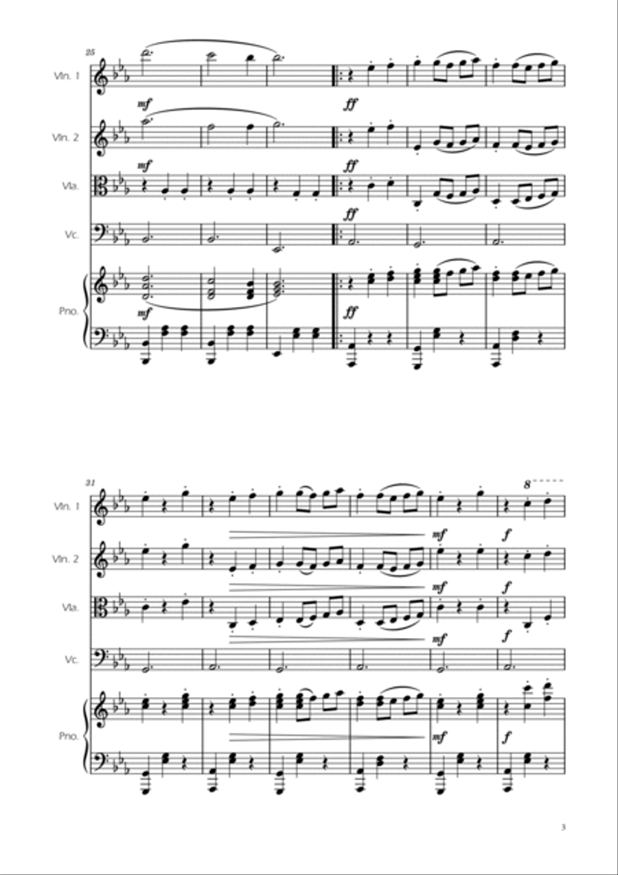 Dmitri Shostakovich - Second Waltz - String Quartet w/ Piano String Quartet scores gallery preview page 3