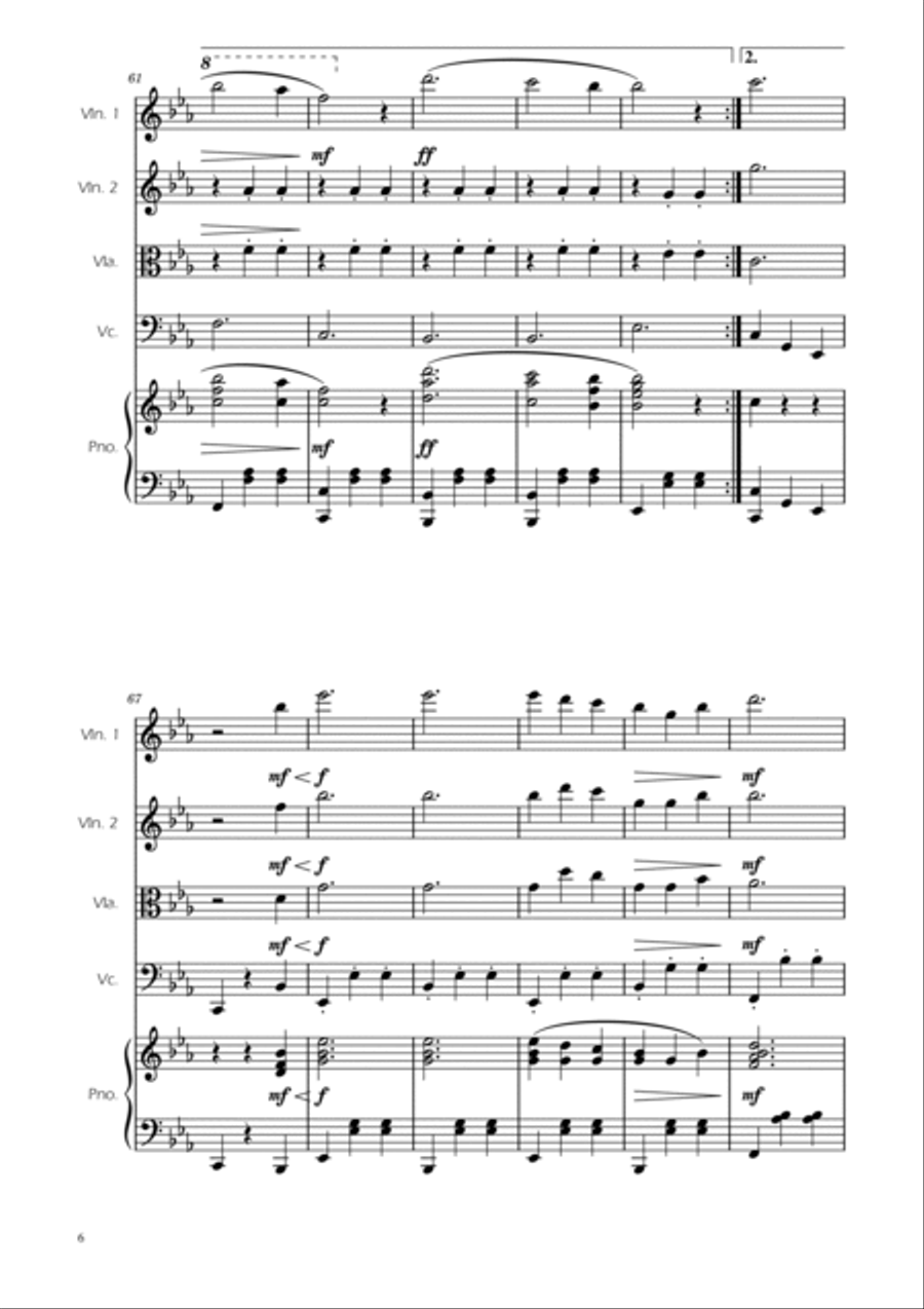 Dmitri Shostakovich - Second Waltz - String Quartet w/ Piano String Quartet scores gallery preview page 6