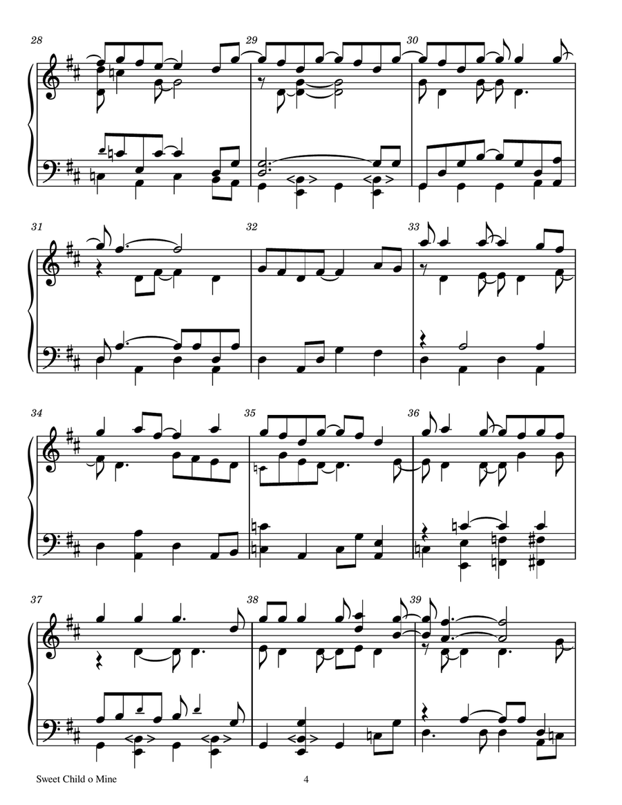 Sweet Child O' Mine - Score Only Handbell Choir scores gallery preview page 4