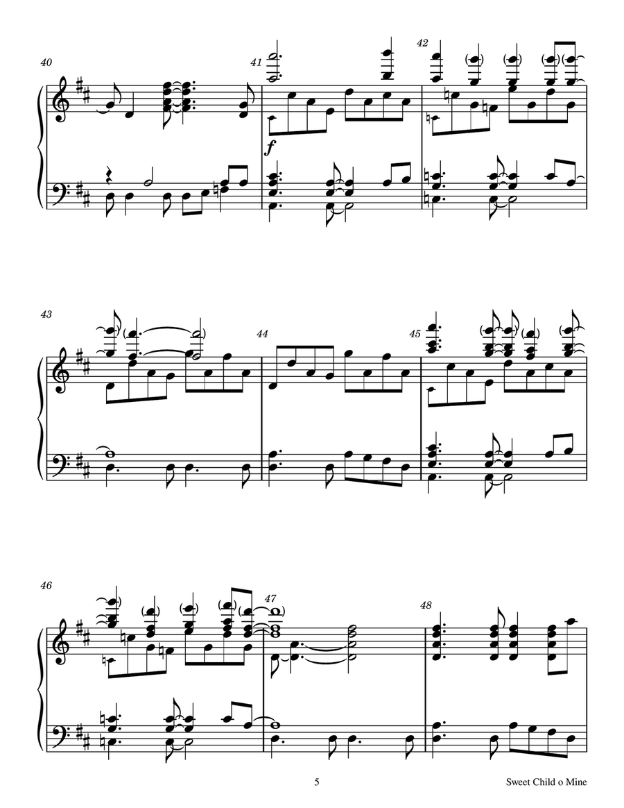 Sweet Child O' Mine - Score Only Handbell Choir scores gallery preview page 5