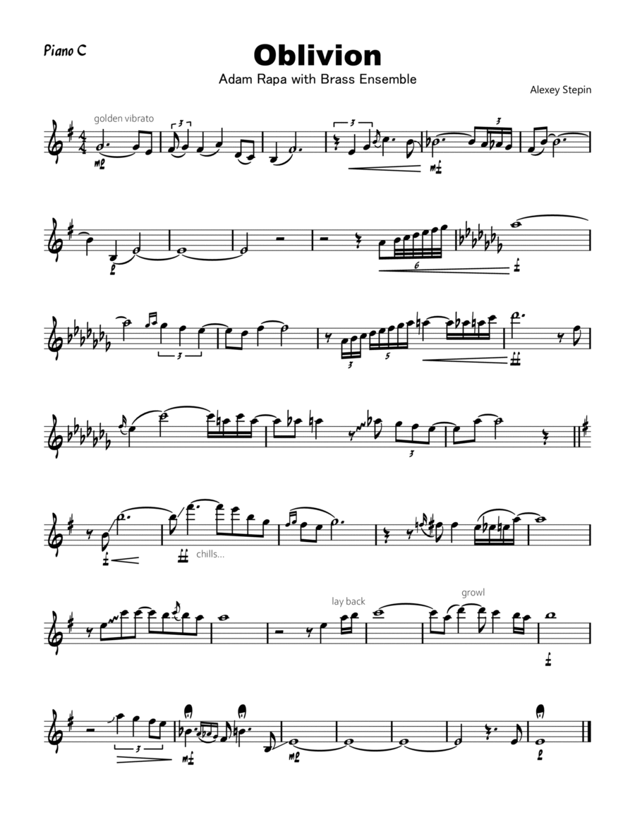 Oblivion Piano, Vocal, Guitar scores gallery preview page 1