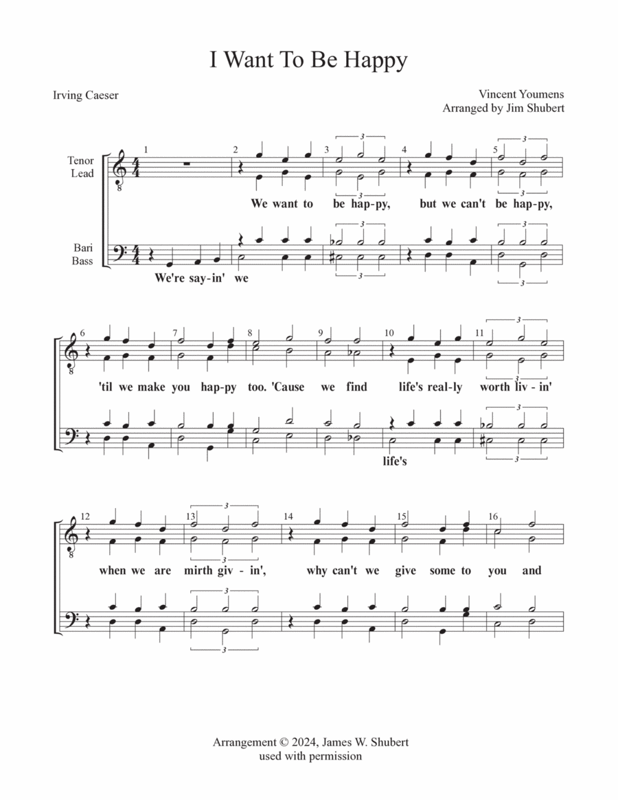 I want to be happy TTBB scores gallery preview page 1