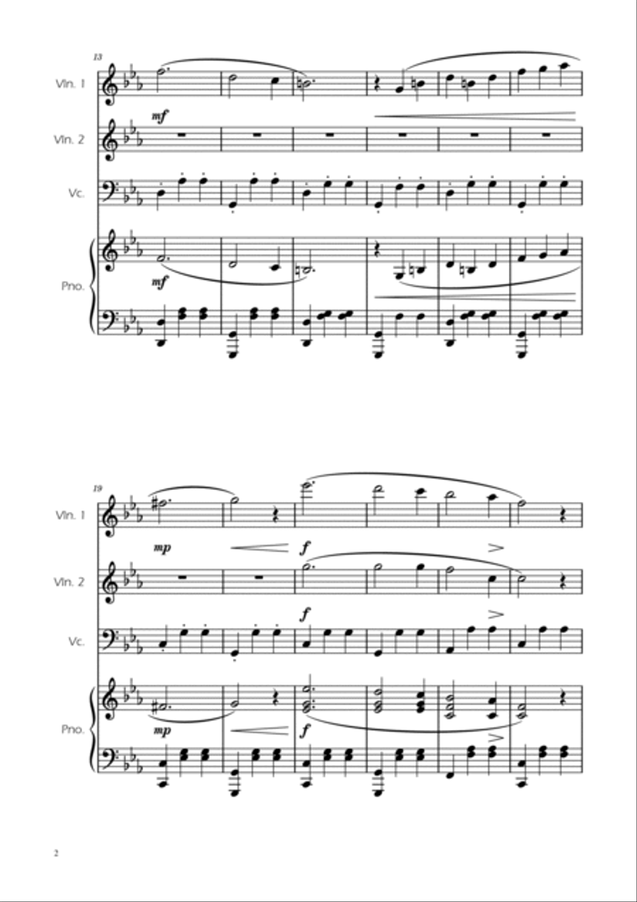 Dmitri Shostakovich - Second Waltz - Strings Trio w/ Piano String Trio scores gallery preview page 2