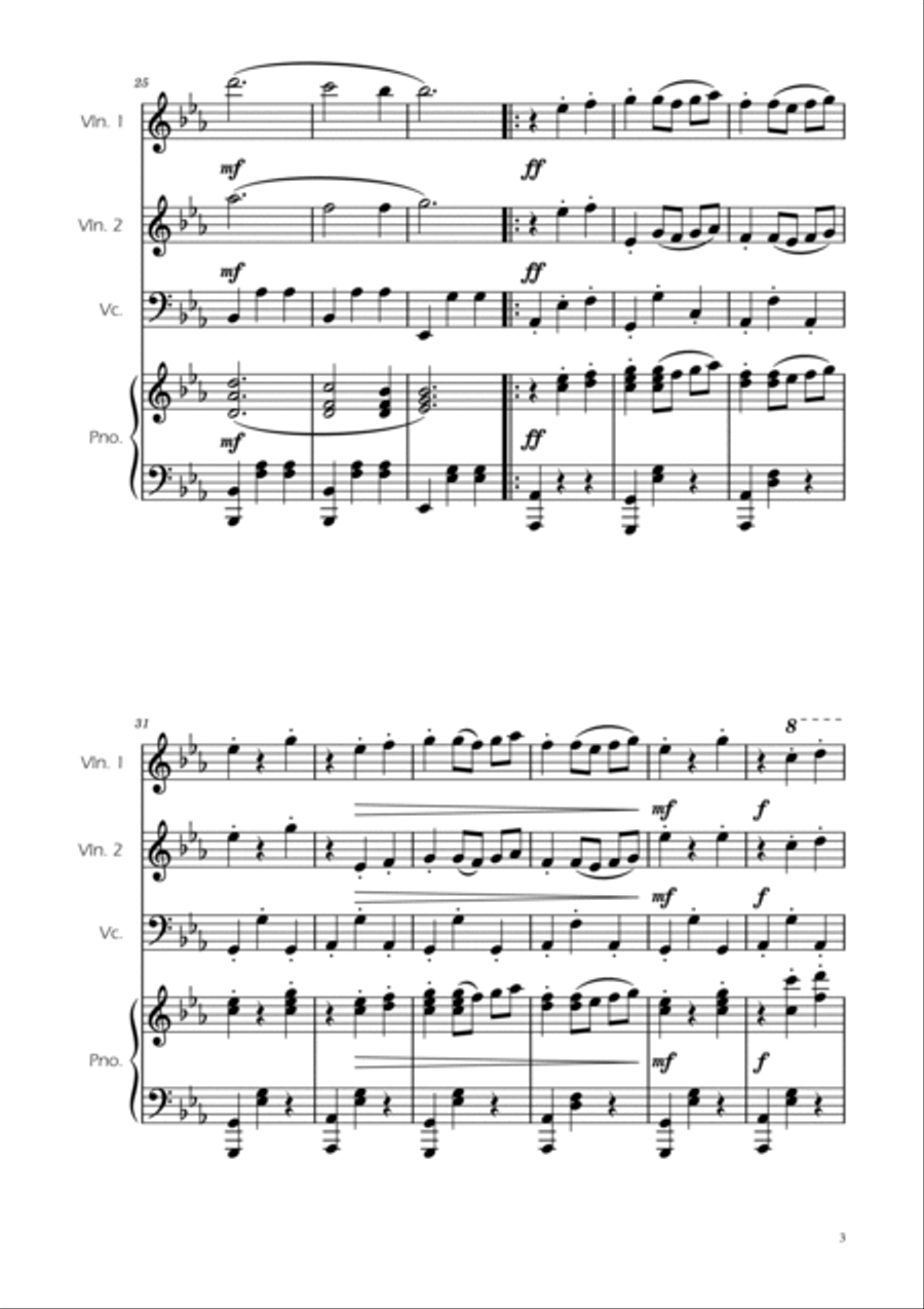 Dmitri Shostakovich - Second Waltz - Strings Trio w/ Piano String Trio scores gallery preview page 3