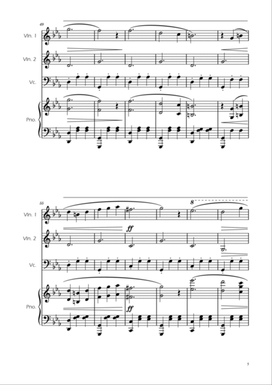 Dmitri Shostakovich - Second Waltz - Strings Trio w/ Piano String Trio scores gallery preview page 5