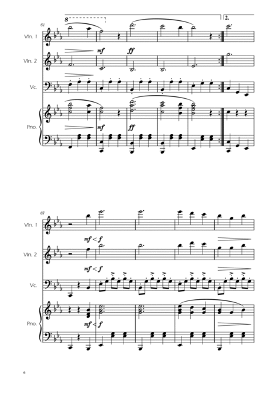 Dmitri Shostakovich - Second Waltz - Strings Trio w/ Piano String Trio scores gallery preview page 6