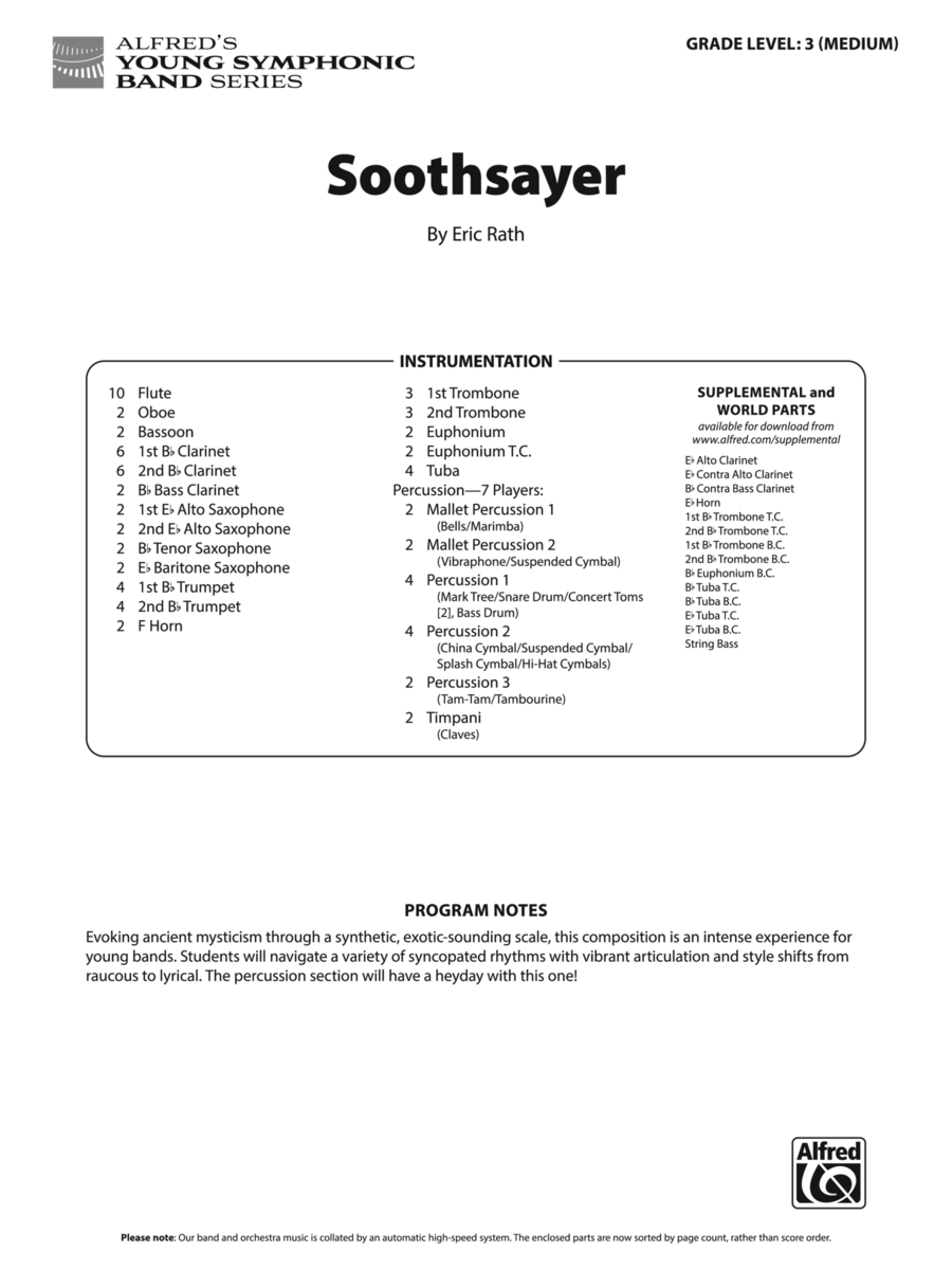 Soothsayer: Score Soothsayer: Score Concert Band scores gallery preview page 1