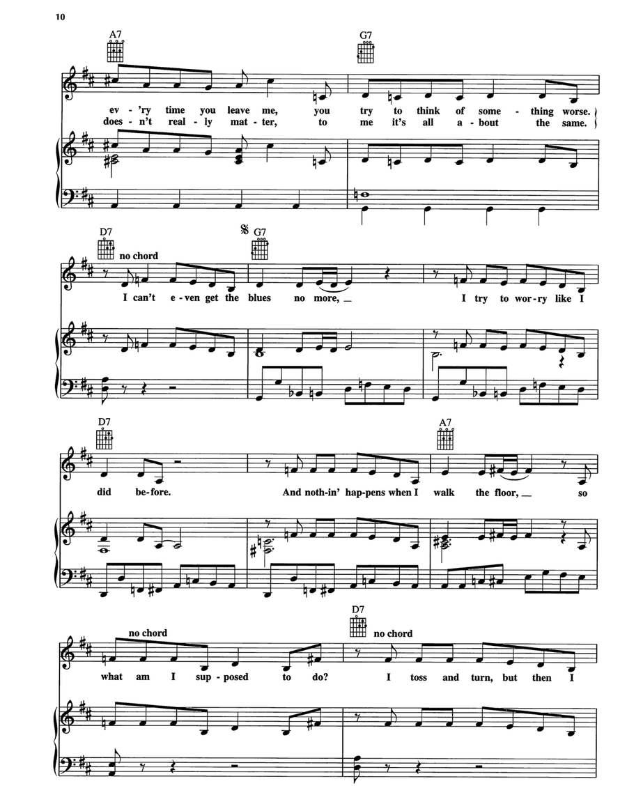 Can't Even Get The Blues No More Piano, Vocal, Guitar scores gallery preview page 2