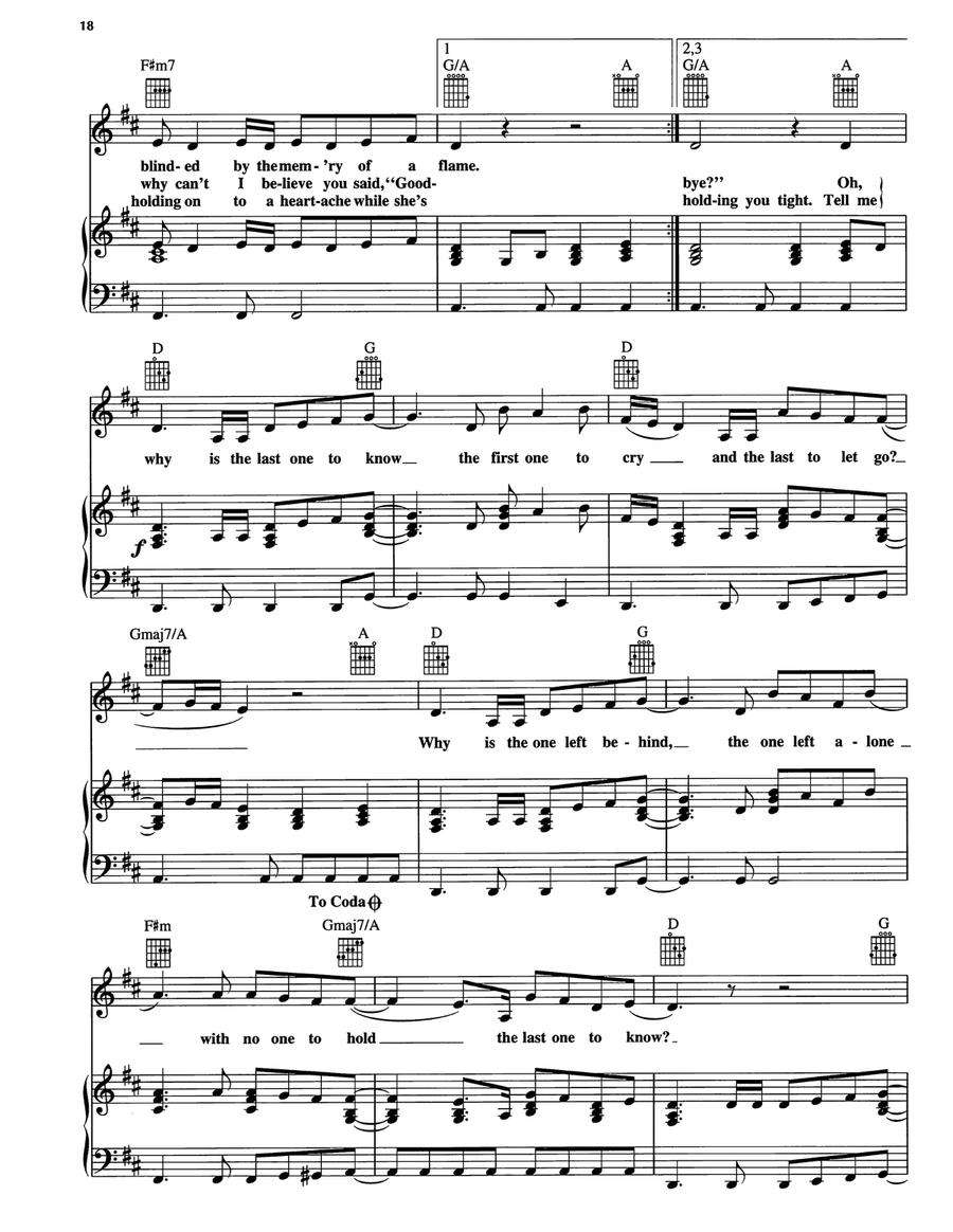 The Last One To Know The Last One To Know Piano, Vocal, Guitar scores gallery preview page 2