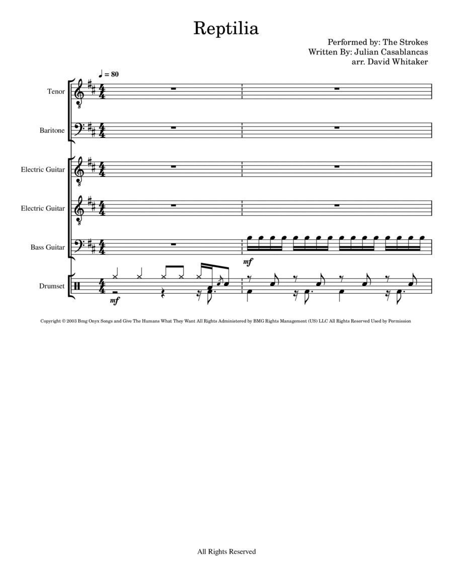 Reptilia Reptilia Piano, Vocal, Guitar scores gallery preview page 1