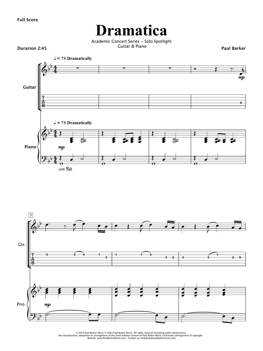Dramatica (Acoustic Guitar and Piano) Chamber Music scores gallery preview page 2