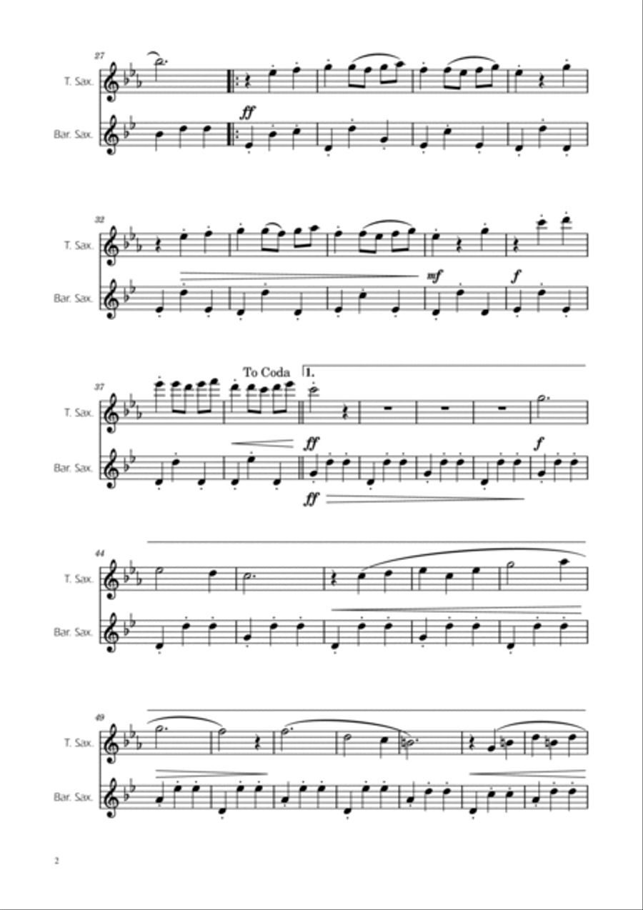 Dmitri Shostakovich - Second Waltz - Sax Duet Woodwind Duet scores gallery preview page 2
