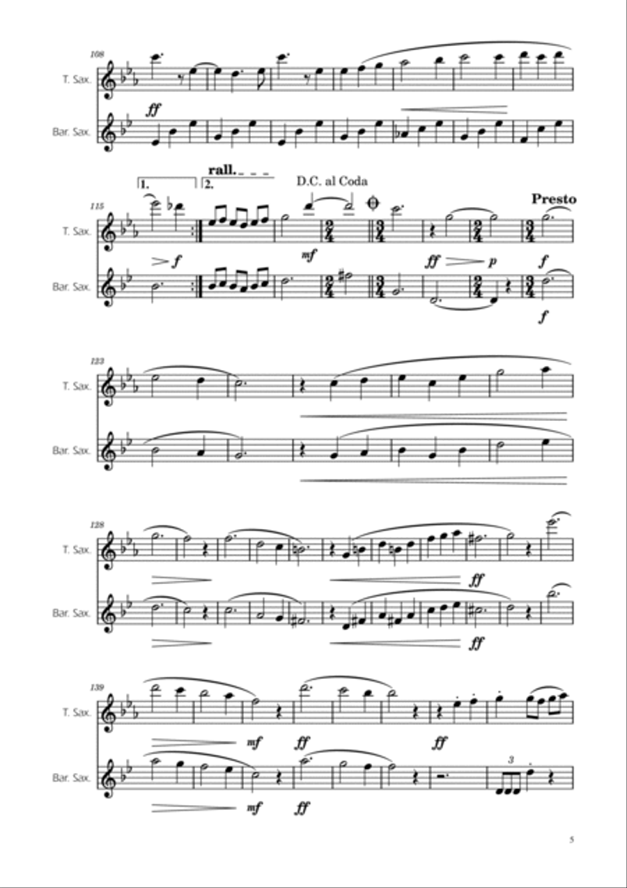 Dmitri Shostakovich - Second Waltz - Sax Duet Woodwind Duet scores gallery preview page 5