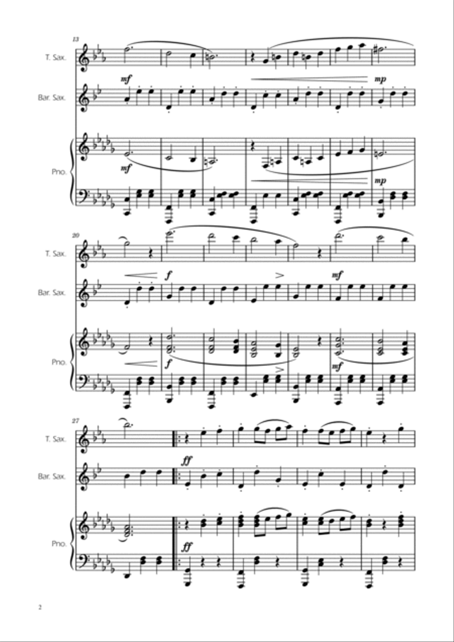 Dmitri Shostakovich - Second Waltz - Sax Duet w/ Piano Woodwind Duet scores gallery preview page 2
