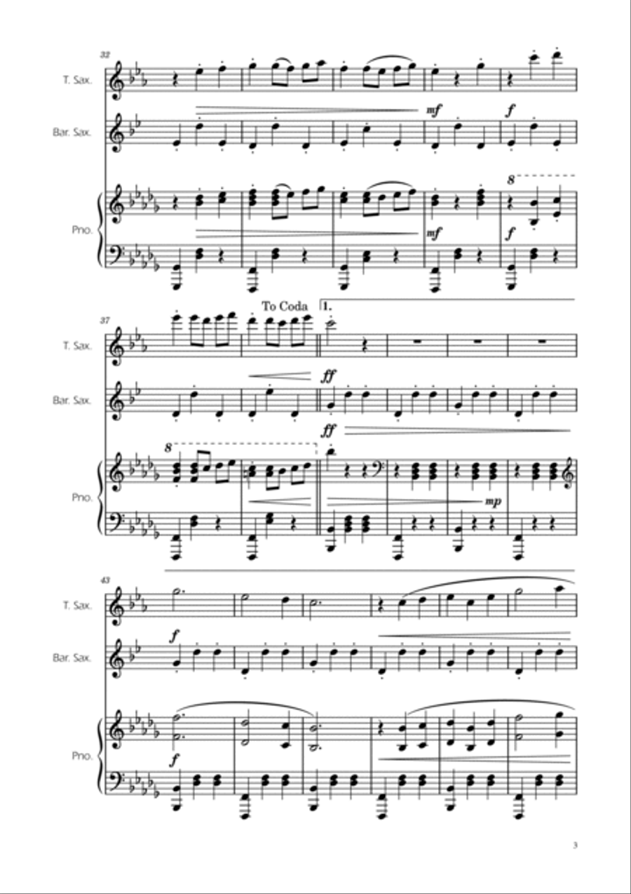 Dmitri Shostakovich - Second Waltz - Sax Duet w/ Piano Woodwind Duet scores gallery preview page 3