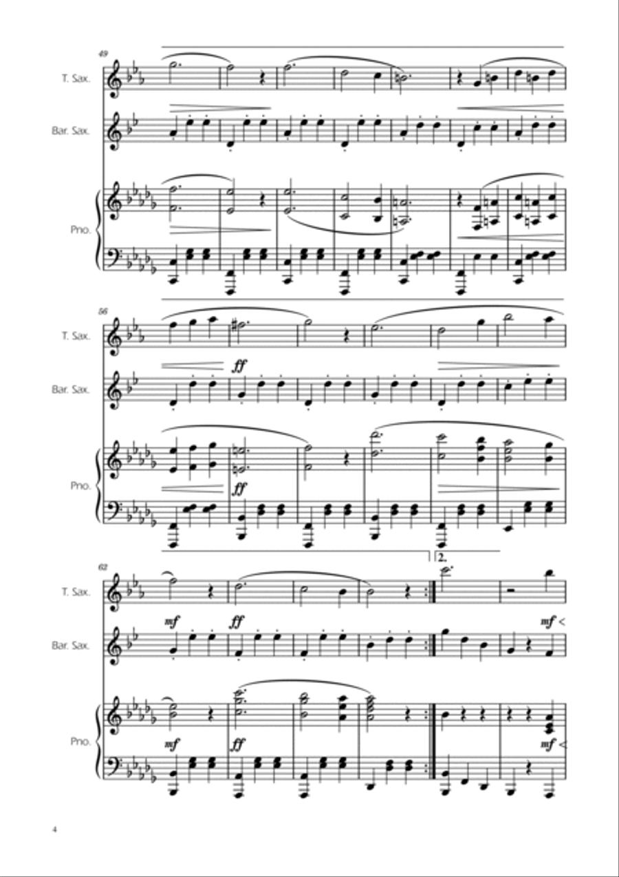 Dmitri Shostakovich - Second Waltz - Sax Duet w/ Piano Woodwind Duet scores gallery preview page 4