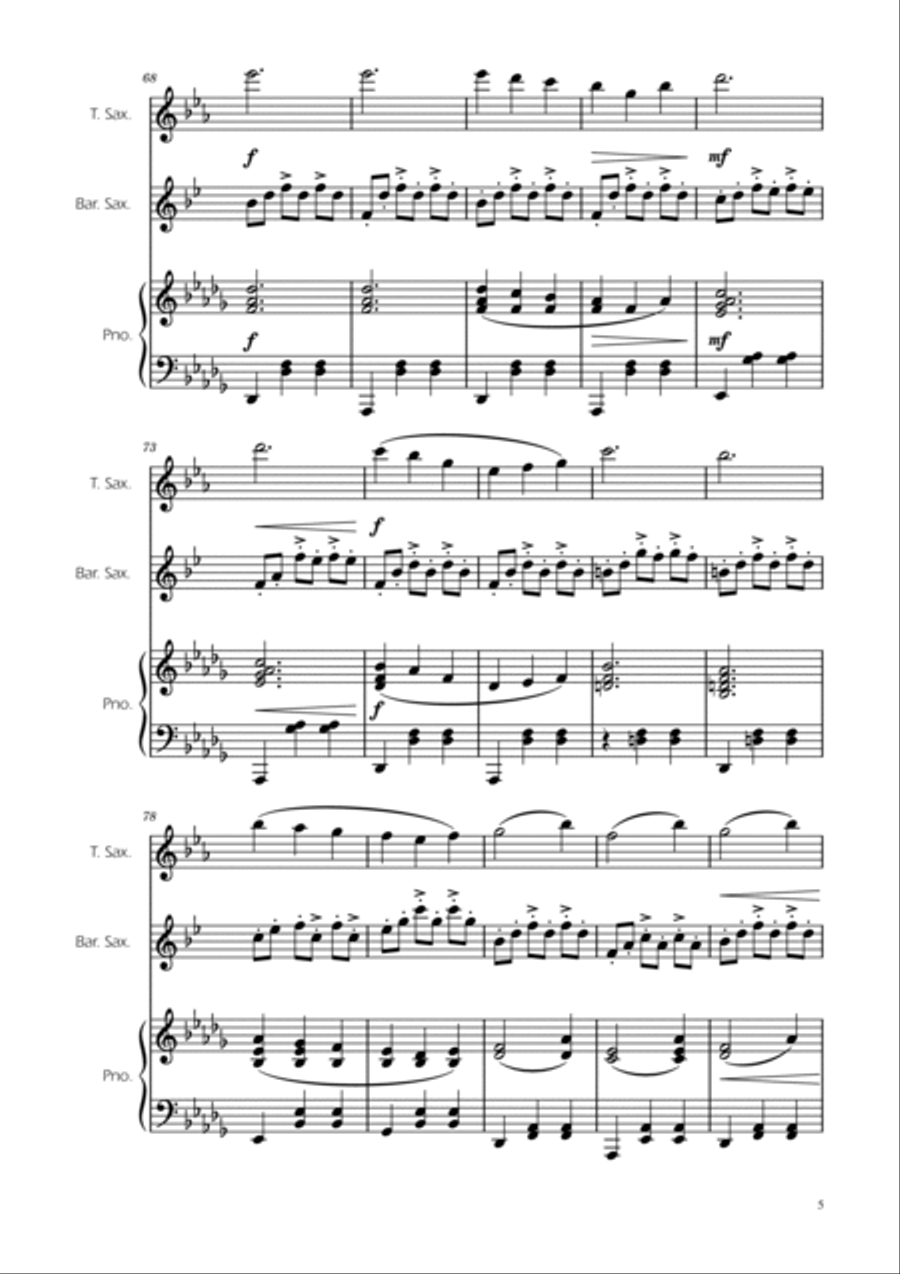 Dmitri Shostakovich - Second Waltz - Sax Duet w/ Piano Woodwind Duet scores gallery preview page 5