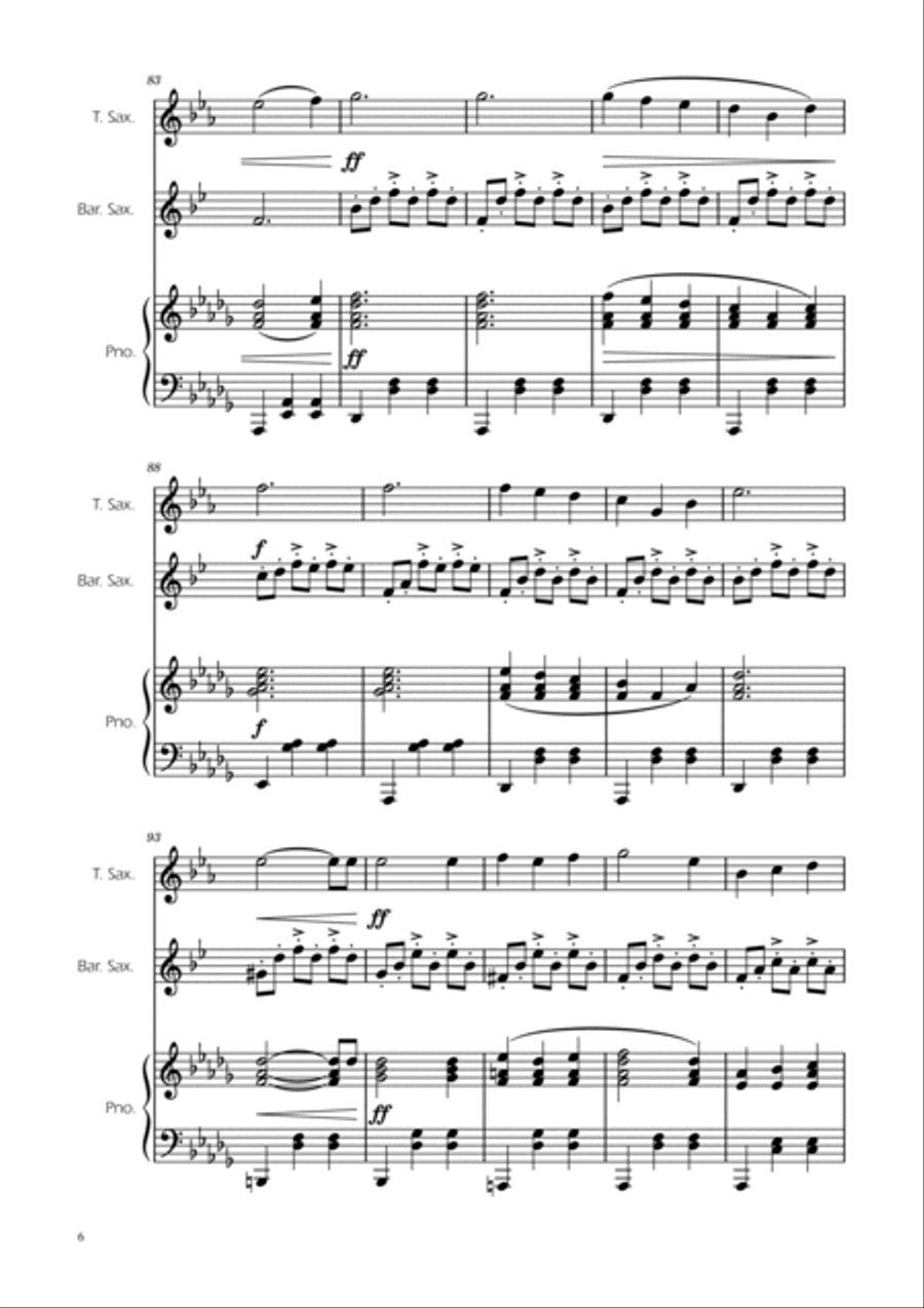 Dmitri Shostakovich - Second Waltz - Sax Duet w/ Piano Woodwind Duet scores gallery preview page 6