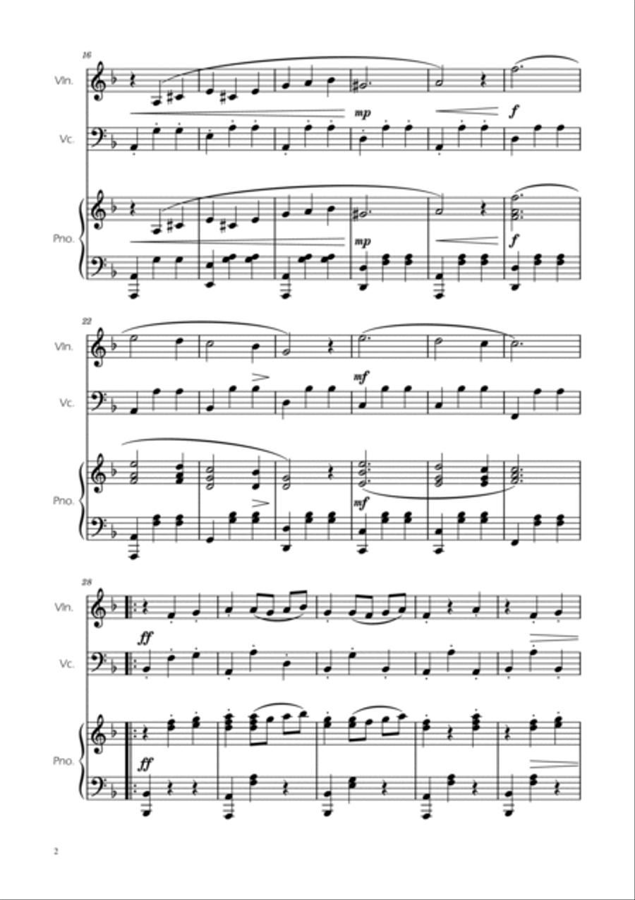 Dmitri Shostakovich - Second Waltz - Violin and Cello Duet w/ Piano Piano Trio scores gallery preview page 2