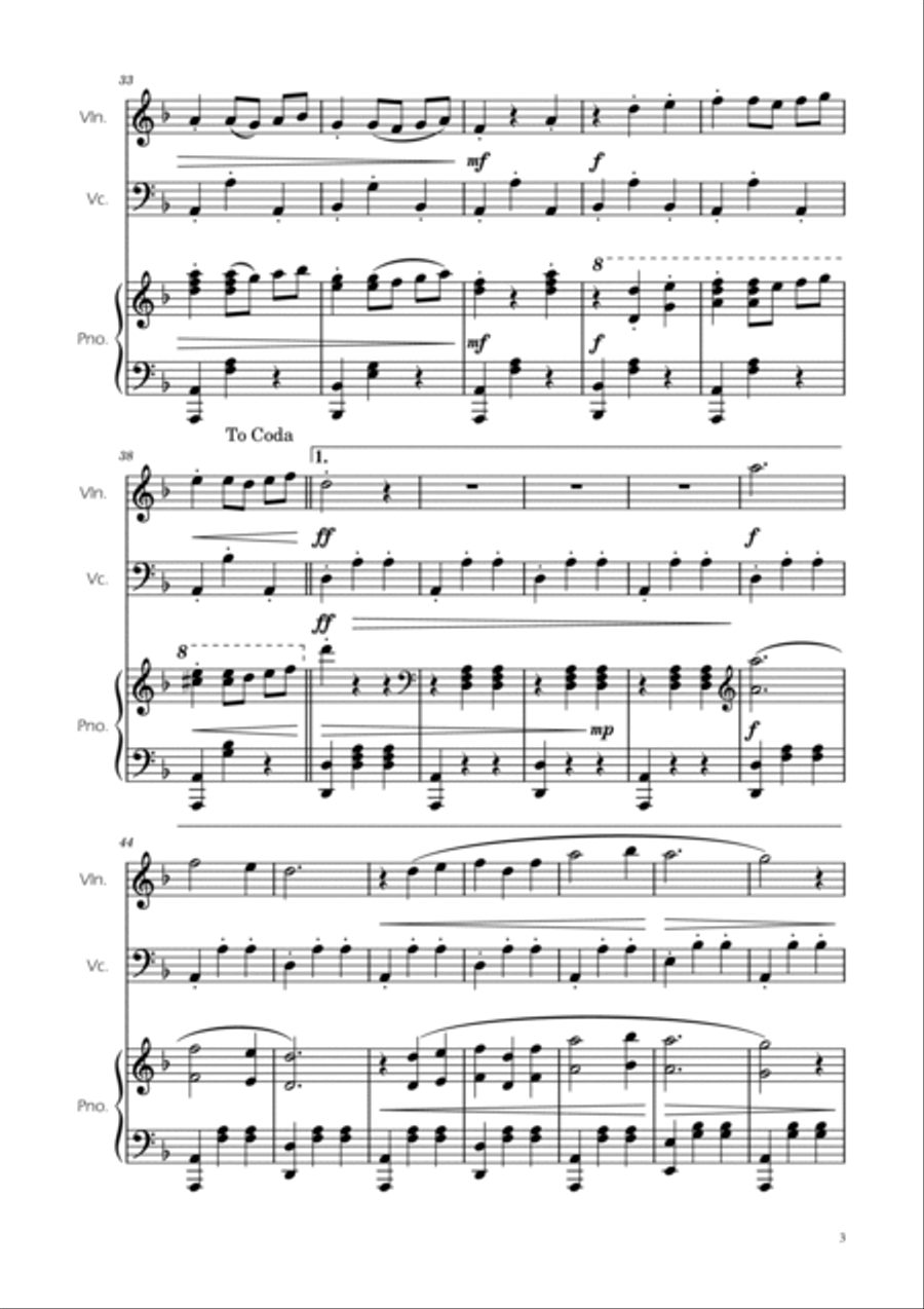 Dmitri Shostakovich - Second Waltz - Violin and Cello Duet w/ Piano Piano Trio scores gallery preview page 3