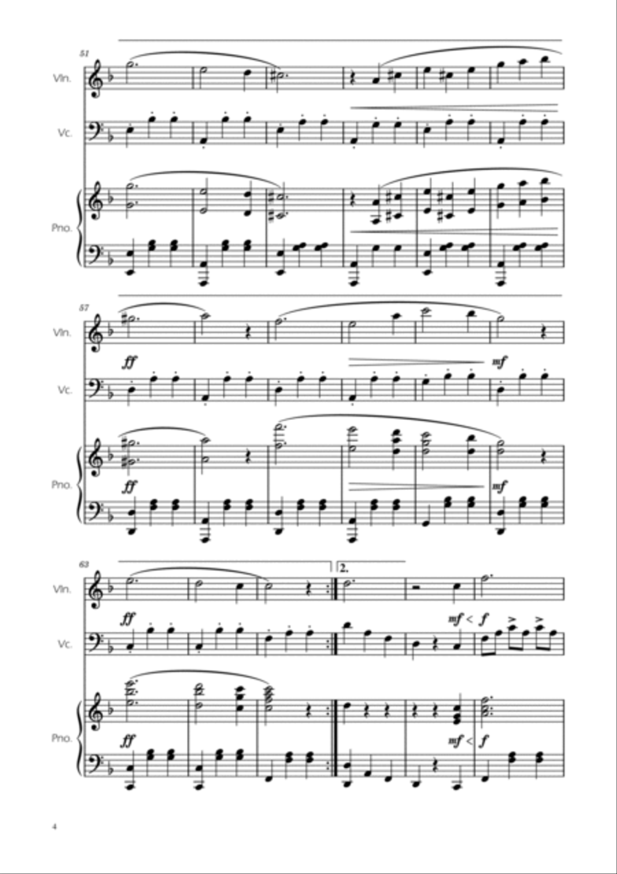 Dmitri Shostakovich - Second Waltz - Violin and Cello Duet w/ Piano Piano Trio scores gallery preview page 4