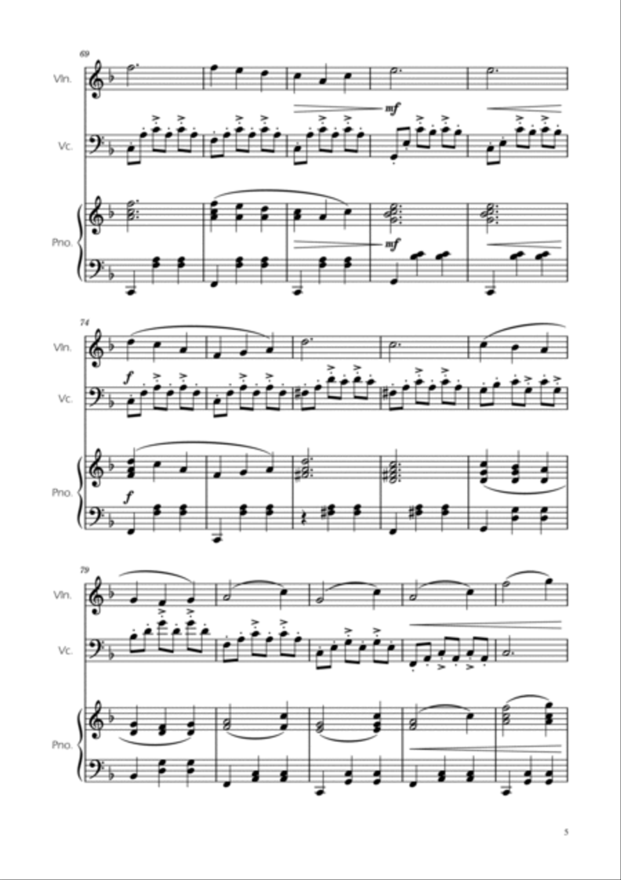 Dmitri Shostakovich - Second Waltz - Violin and Cello Duet w/ Piano Piano Trio scores gallery preview page 5