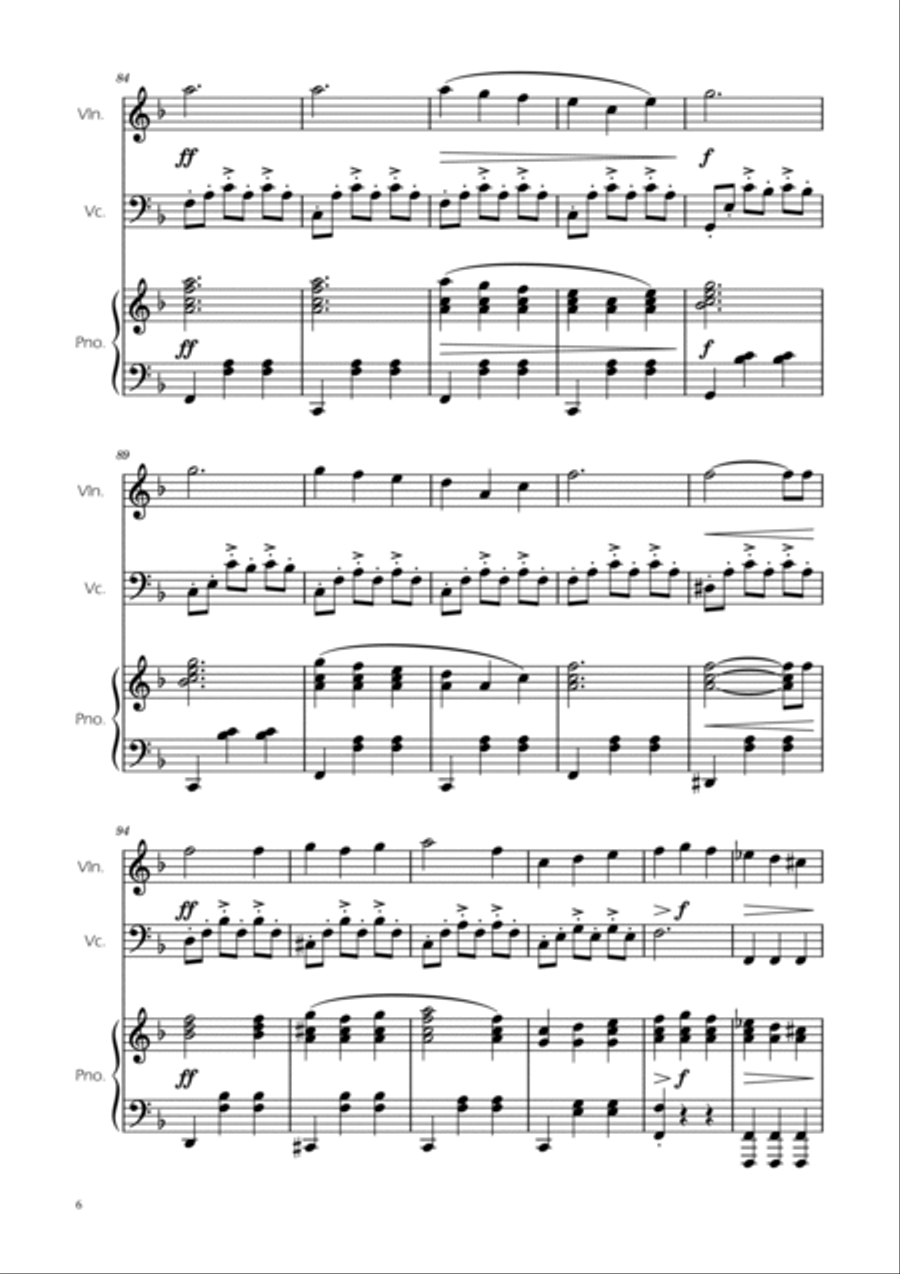 Dmitri Shostakovich - Second Waltz - Violin and Cello Duet w/ Piano Piano Trio scores gallery preview page 6