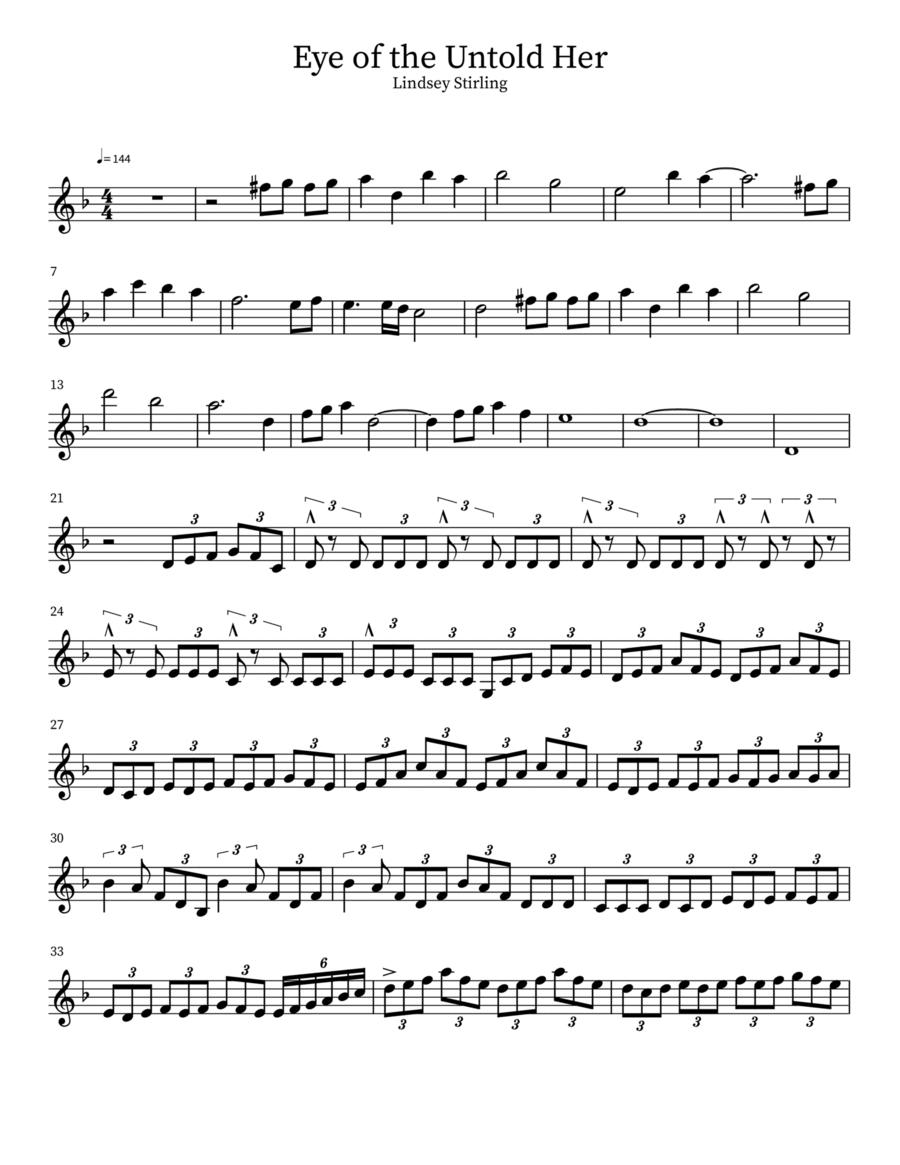Eye Of The Untold Her Violin Solo scores gallery preview page 1