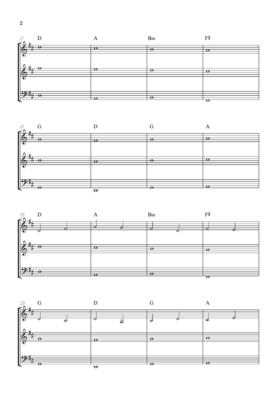 Pachelbel Canon in D • strings trio sheet music • violin, violin & cello [chords] String Trio scores gallery preview page 2
