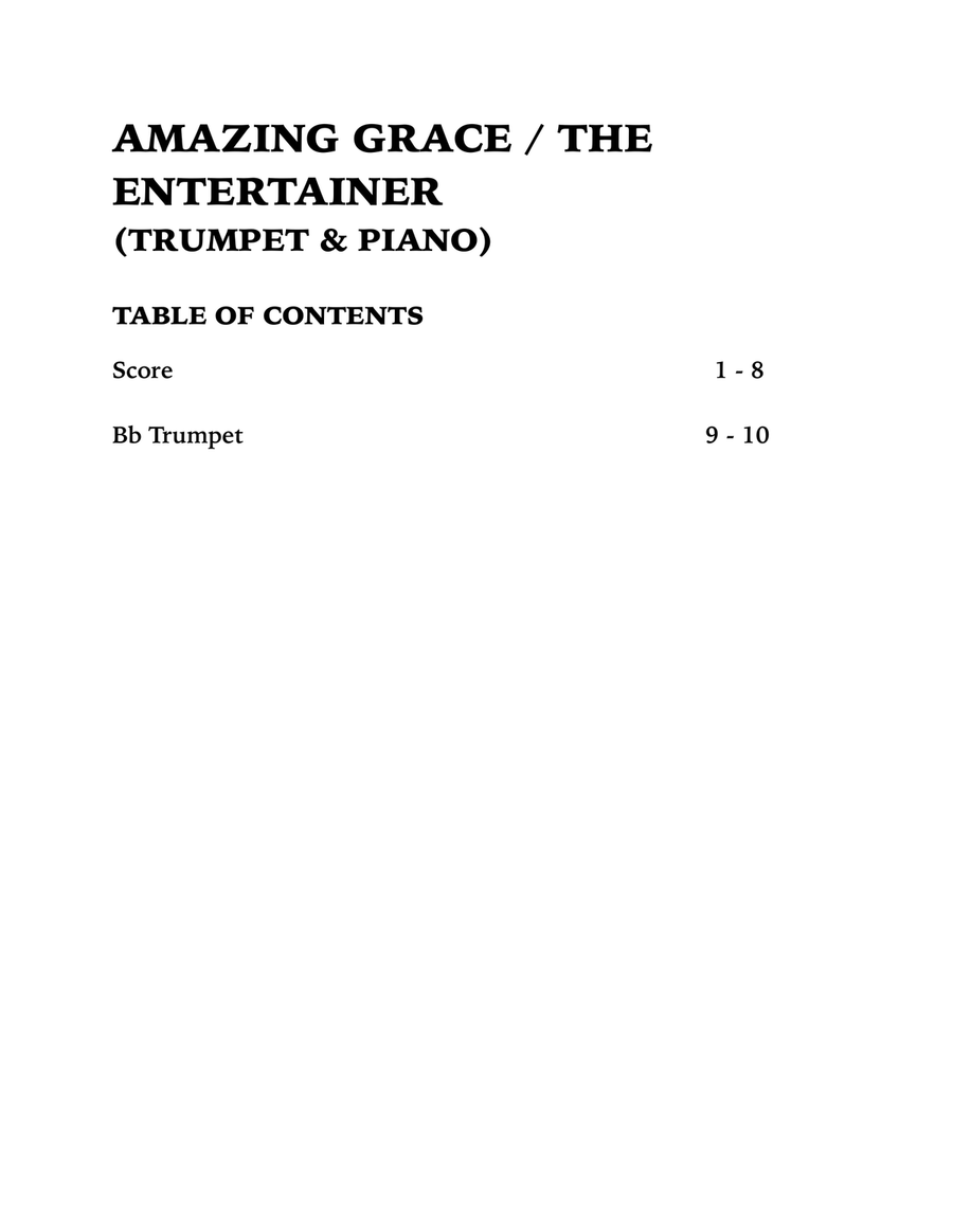 Amazing Grace / The Entertainer (Trumpet and Piano) B-Flat Trumpet scores gallery preview page 4