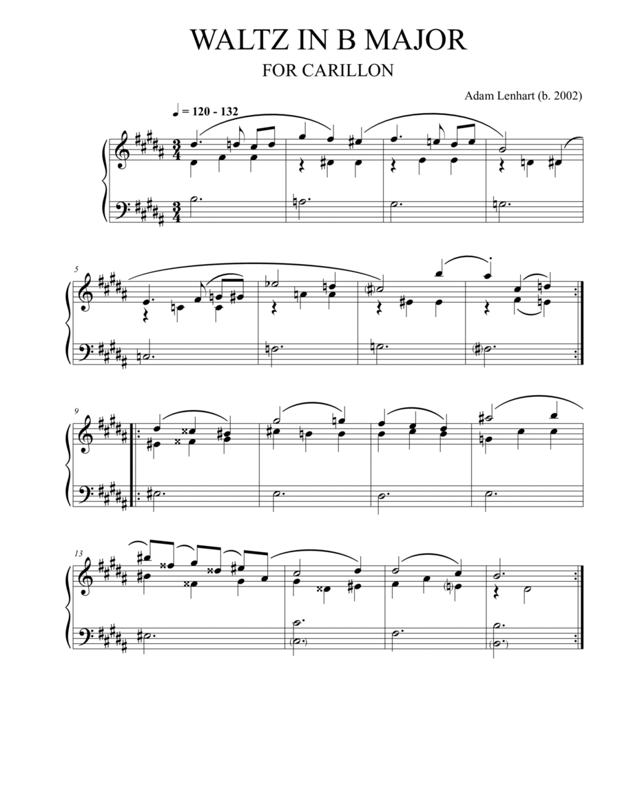 Waltz in B Major (for Carillon) Carillon scores gallery preview page 1