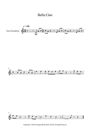 Bella Ciao (Tenor Sax)