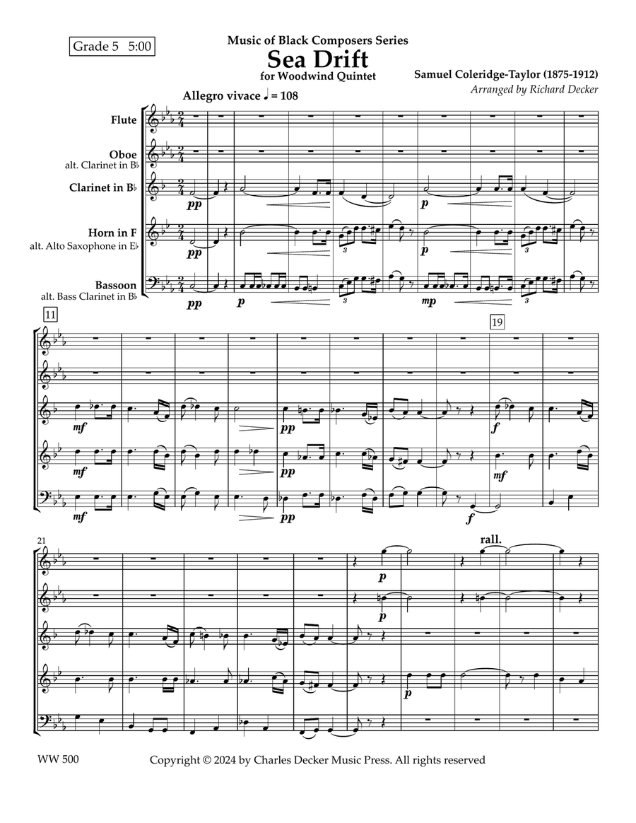Sea Drift for Woodwind Quintet Woodwind Quintet scores gallery preview page 2