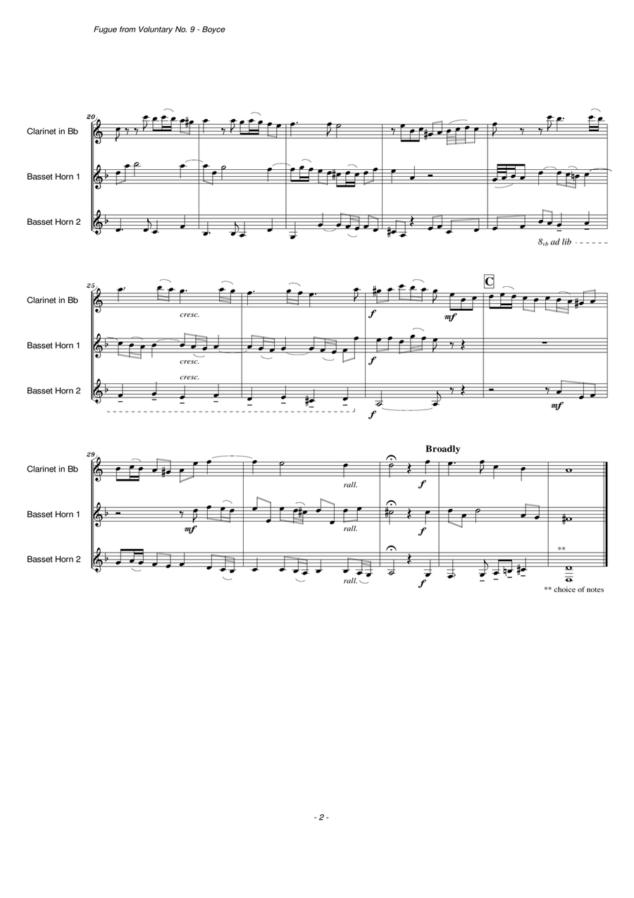 Fugue from Voluntary No. 9 (Clarinet and Two Basset Horns) Woodwind Trio scores gallery preview page 4