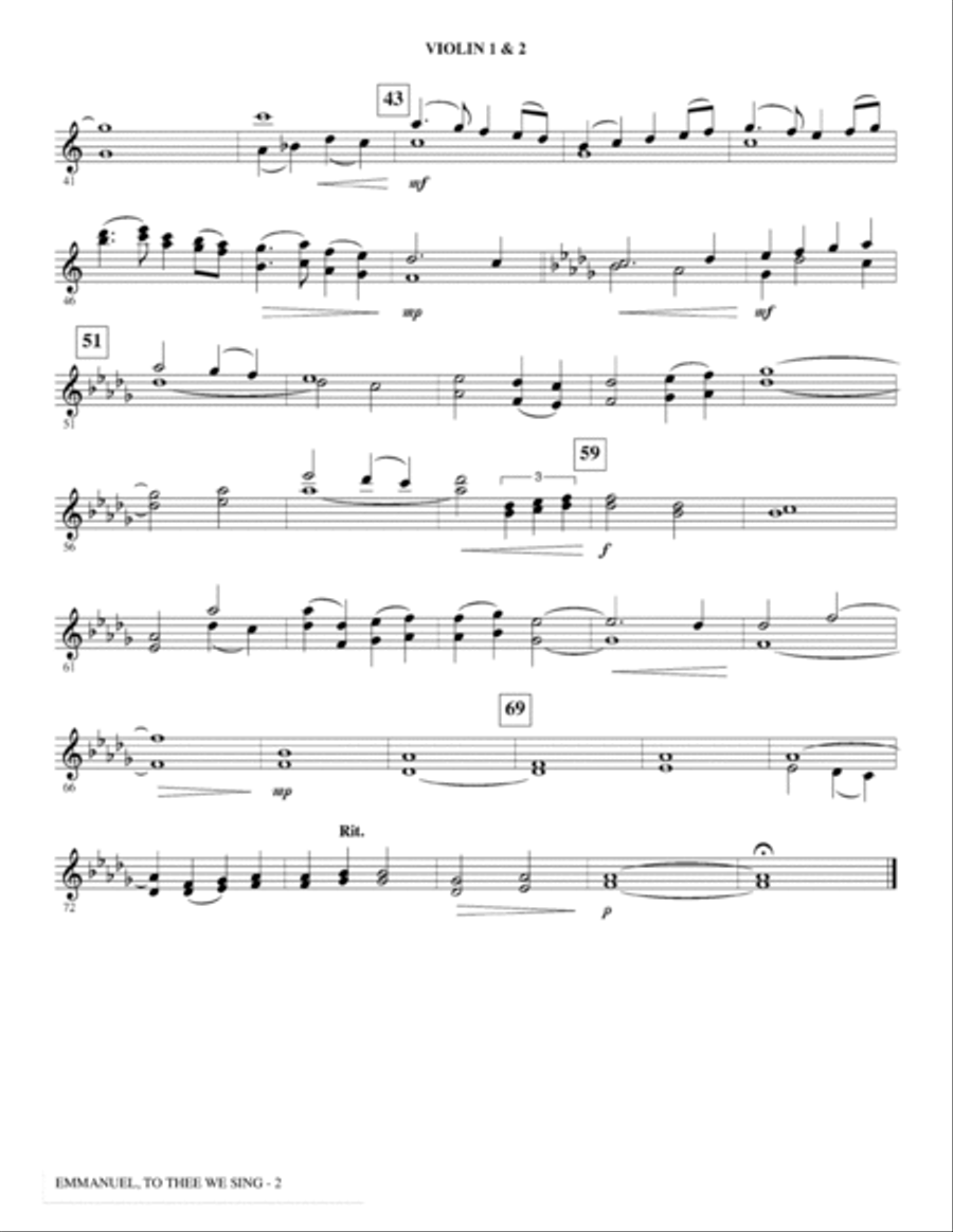 Emmanuel, To Thee We Sing - Violin 1,2 Choir scores gallery preview page 2
