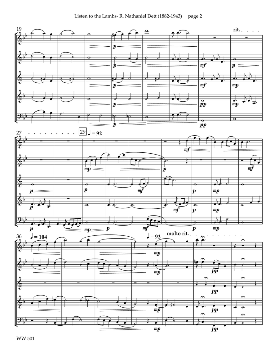 Spiritual: Listen to the Lambs for Woodwind Quintet Woodwind Quintet scores gallery preview page 3