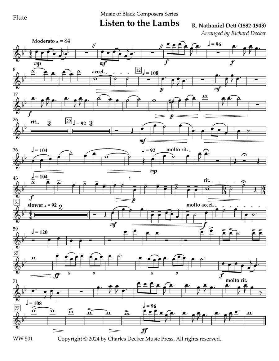 Spiritual: Listen to the Lambs for Woodwind Quintet Woodwind Quintet scores gallery preview page 5