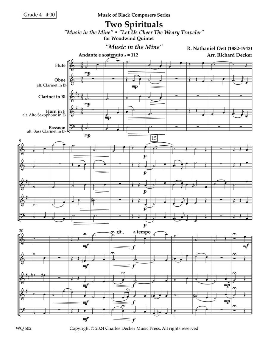 Two Spirituals: Music in the Mine and Let Us Cheer the Weary Traveler for Woodwind Quintet Woodwind Quintet scores gallery preview page 2