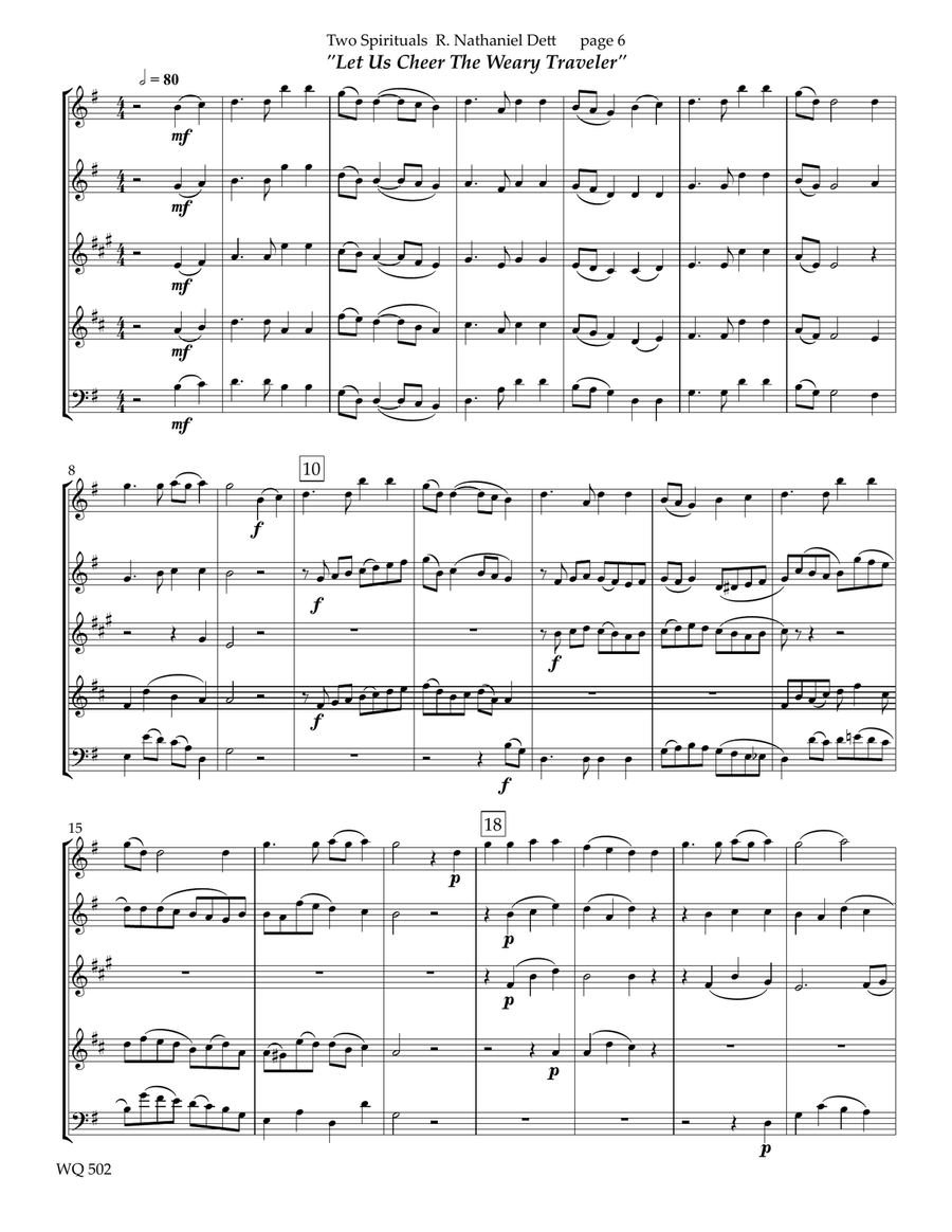 Two Spirituals: Music in the Mine and Let Us Cheer the Weary Traveler for Woodwind Quintet Woodwind Quintet scores gallery preview page 4