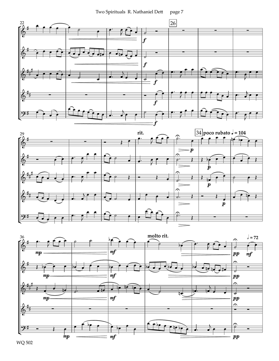 Two Spirituals: Music in the Mine and Let Us Cheer the Weary Traveler for Woodwind Quintet Woodwind Quintet scores gallery preview page 5