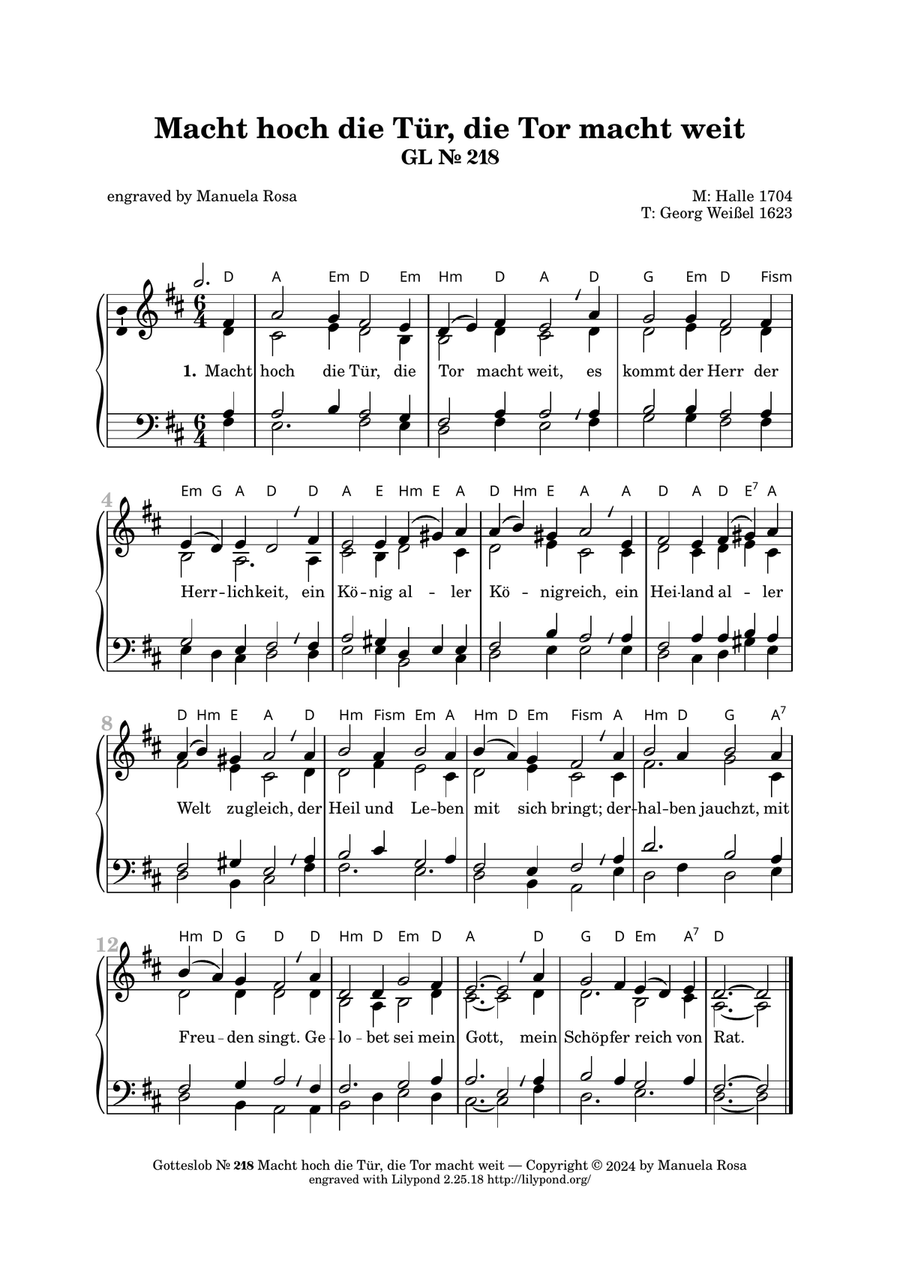 Macht hoch die Tür, die Tor macht weit (Gotteslob 218) Piano Solo scores gallery preview page 2