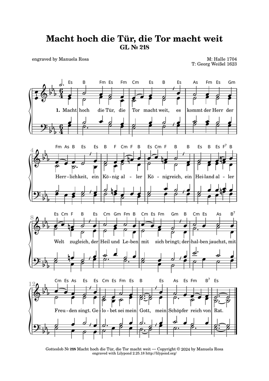 Macht hoch die Tür, die Tor macht weit (Gotteslob 218) Piano Solo scores gallery preview page 3