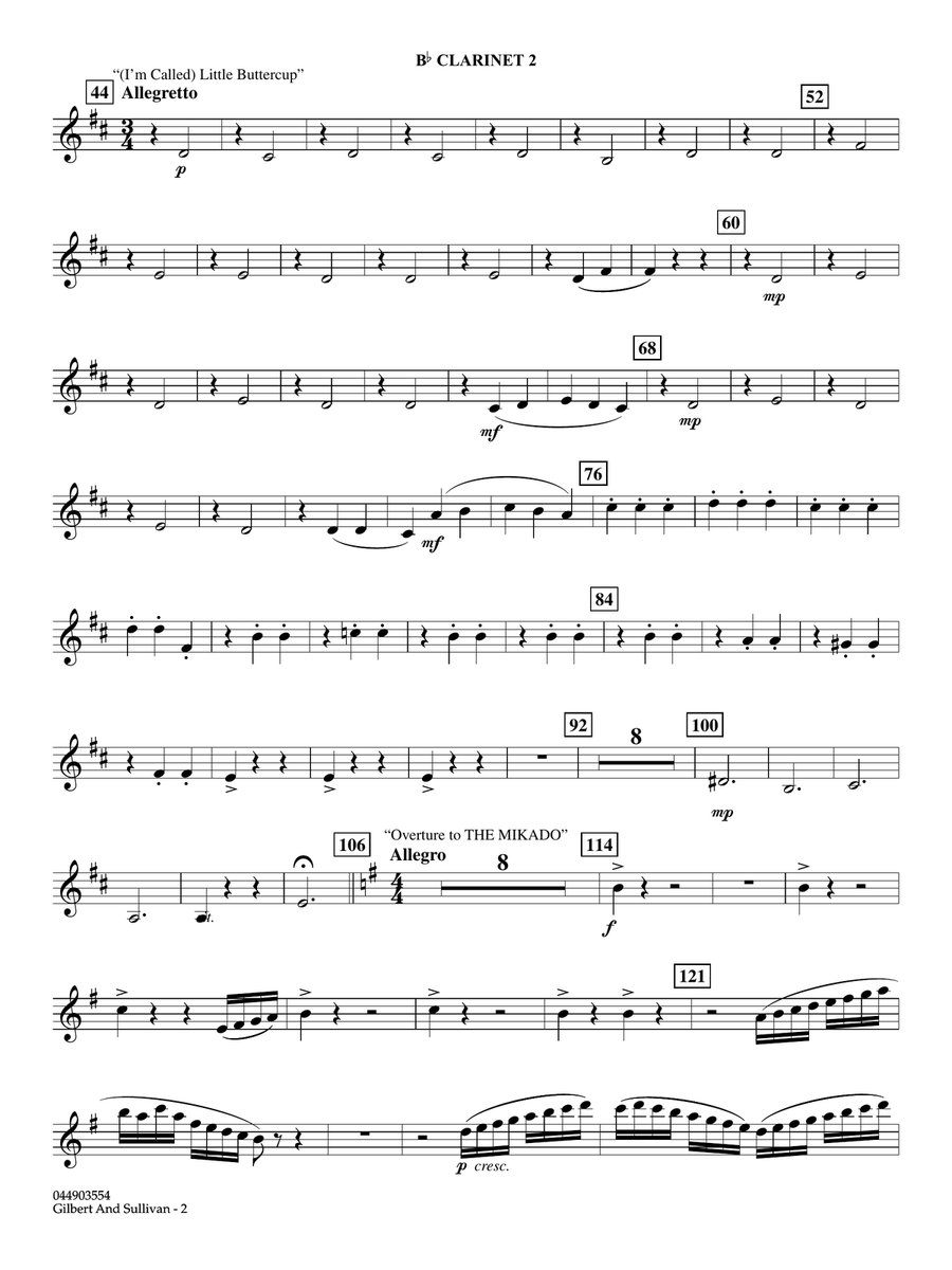 Gilbert And Sullivan (arr. Ted Ricketts) - Bb Clarinet 2 Full Orchestra scores gallery preview page 2
