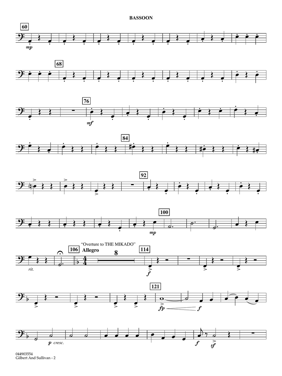 Gilbert And Sullivan (arr. Ted Ricketts) - Bassoon Full Orchestra scores gallery preview page 2