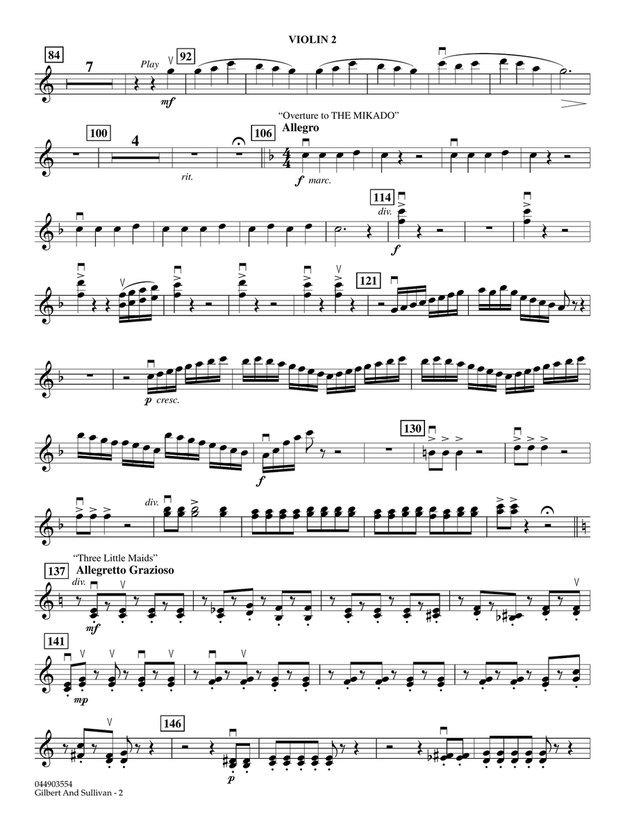 Gilbert And Sullivan (arr. Ted Ricketts) - Violin 2 Full Orchestra scores gallery preview page 2