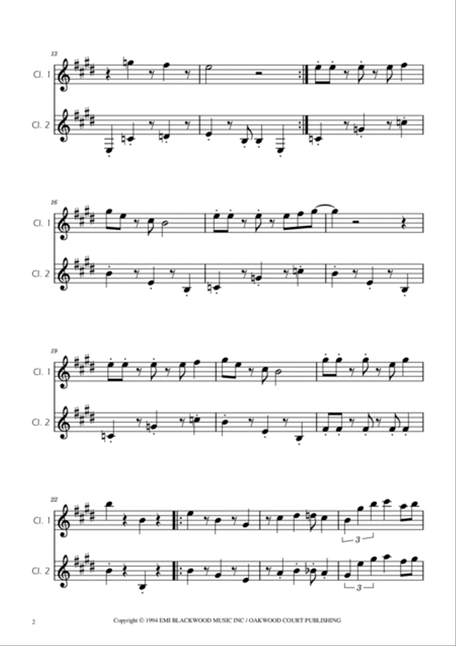 Super Mario Bros Theme Clarinet Duet scores gallery preview page 2