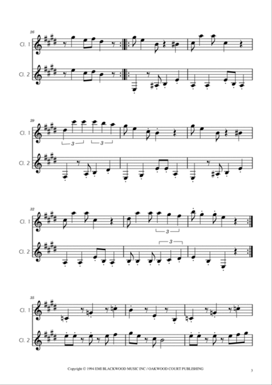 Super Mario Bros Theme Clarinet Duet scores gallery preview page 3