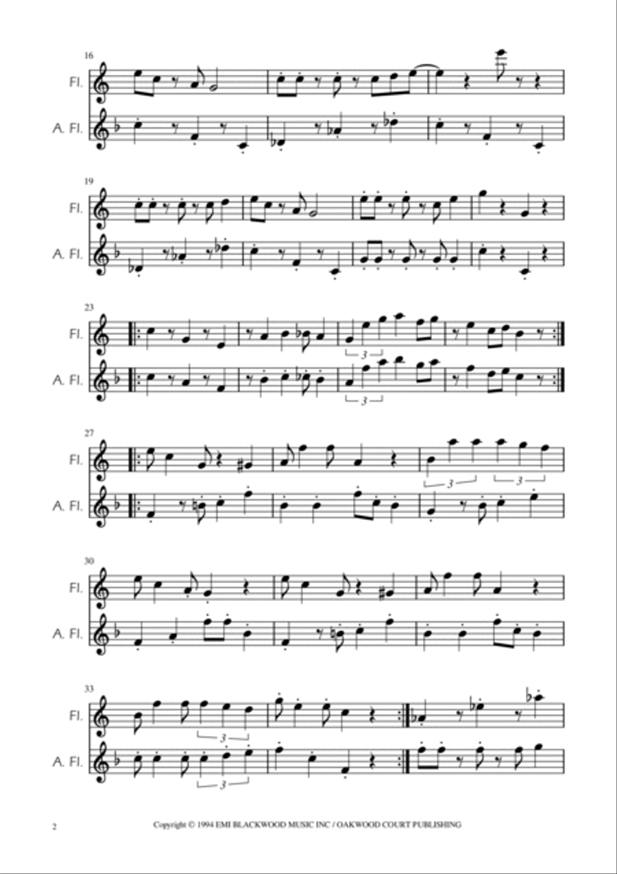 Super Mario Bros Theme Flute Duet scores gallery preview page 2