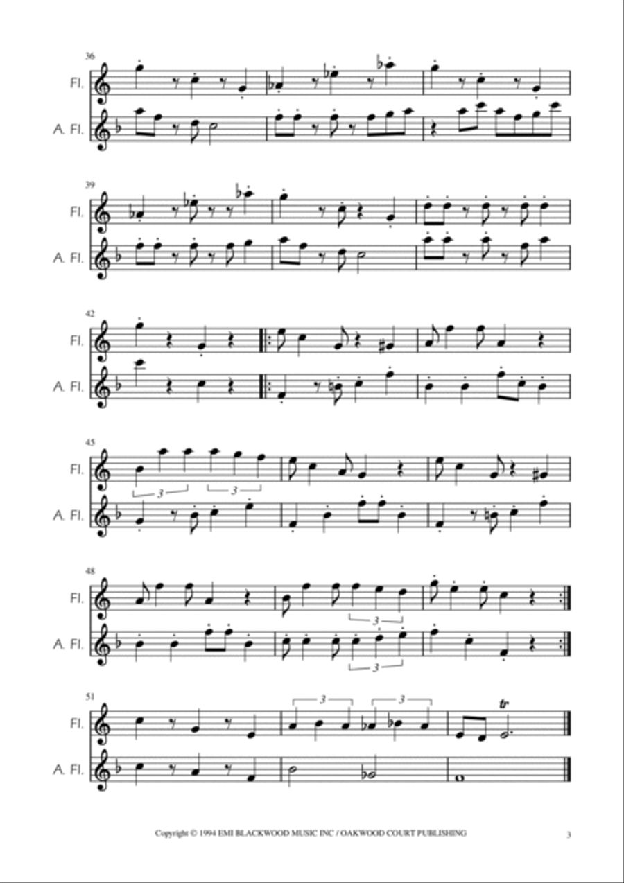 Super Mario Bros Theme Flute Duet scores gallery preview page 3